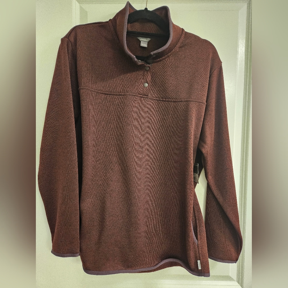 Eddie Bauer Women's Radiator Fleece Snap Mock, Burgundy, Size XXL